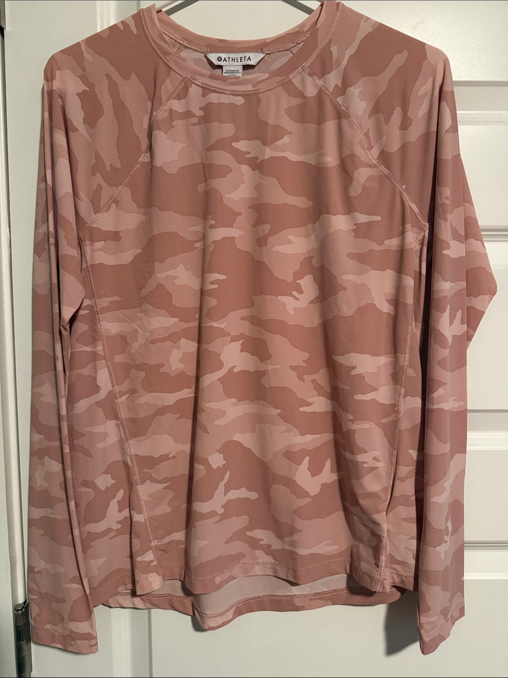 Athleta Rose Pink Camo Long Sleeve Crew
